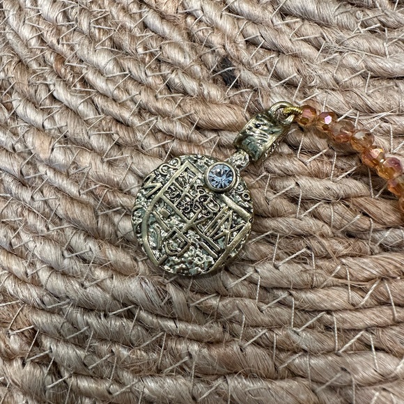 Heidi Daus 2-piece Peach Beaded Necklace Toggle and Lariat Gold - Picture 4 of 6